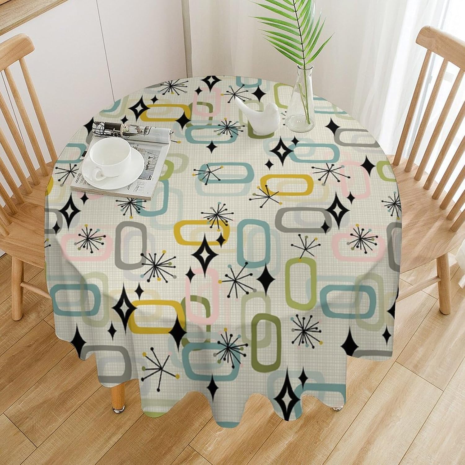 Century Textile & Sewing Supply - Taplak Meja Bulat Geometris Abstrak Estetika