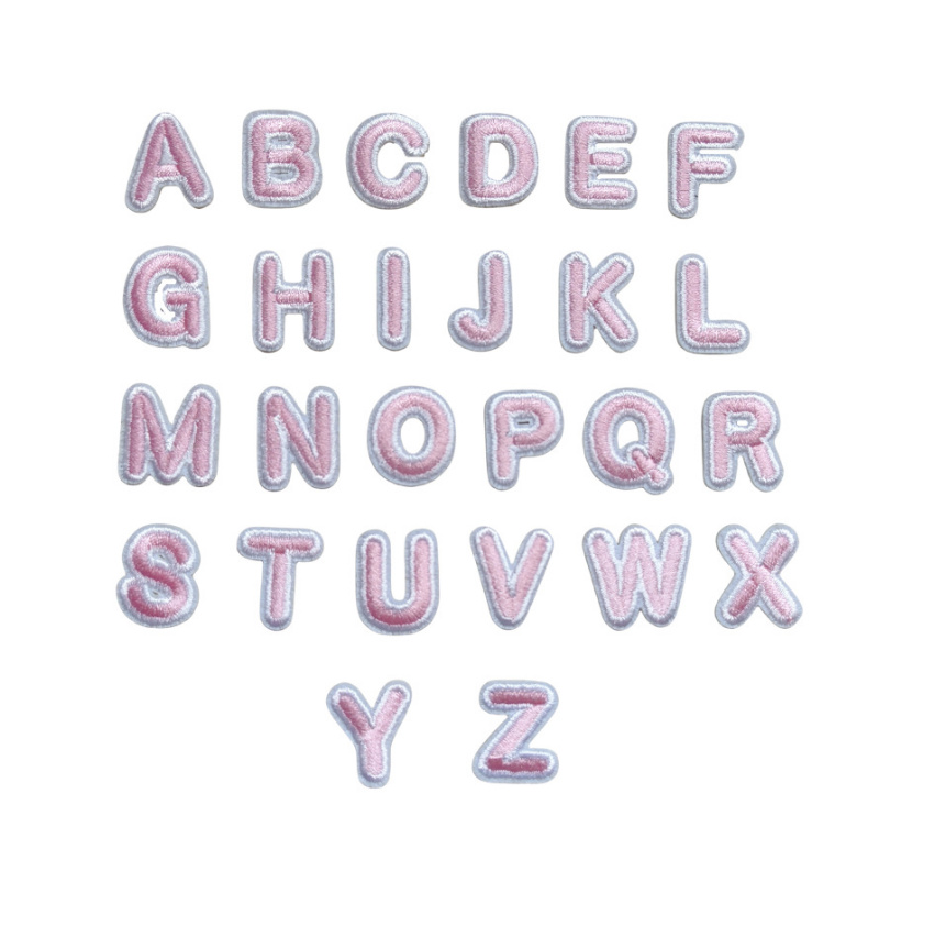 Sewing Id - Patch Bordir Huruf Warna Pink Tinggi