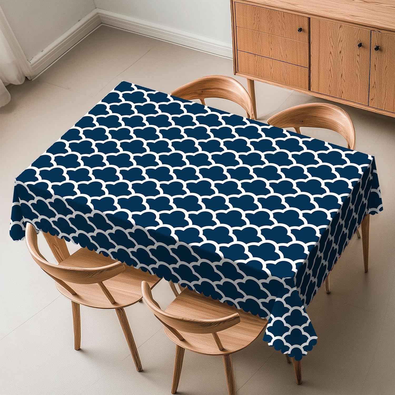 Century Textile & Sewing Supply - Taplak Meja Biru Pola Awan Navy