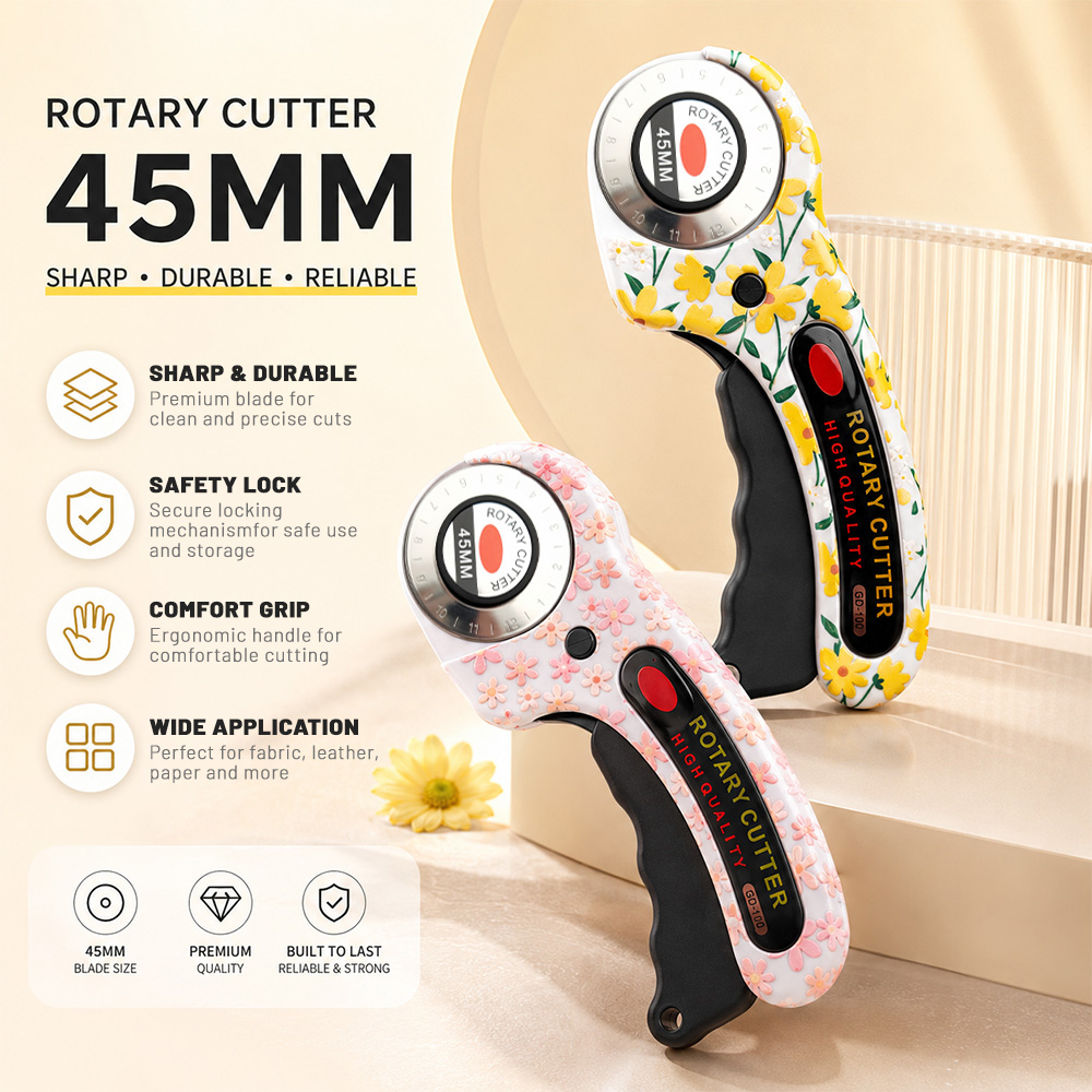Rotary Cutter Fabric - Pemotong Putar 45mm untuk Karton, Kertas,