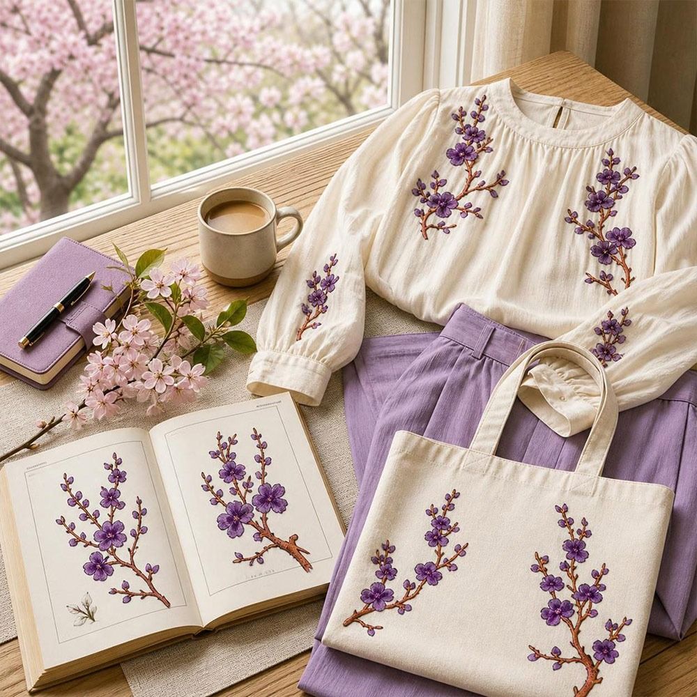 Textile For Sewing - Patch Bunga Sakura DIY untuk Disetrika