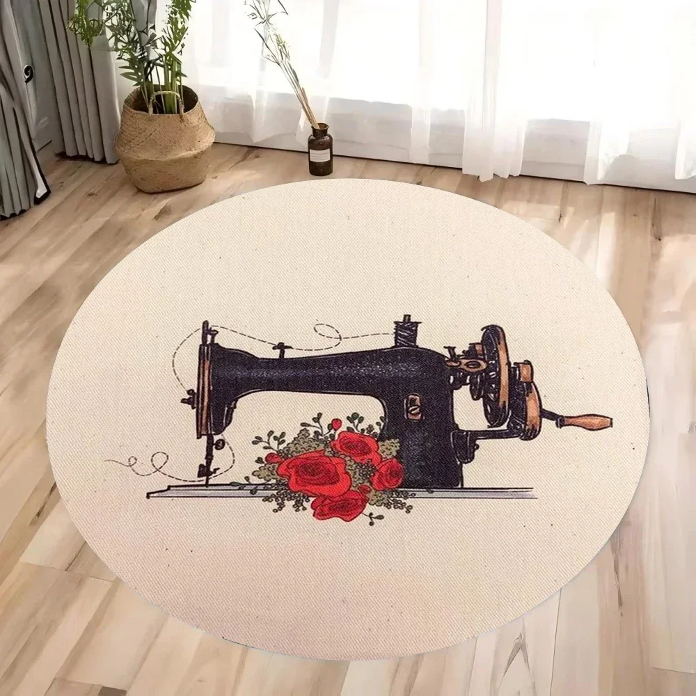 ~O~Karpet Bundar Mesin Jahit V - Vintage Sewing Textile ulasan dan harga