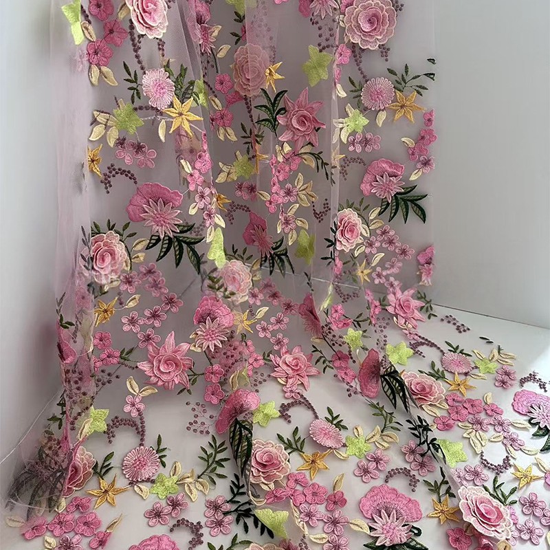 Kain Tulle Bordir Bunga 3D Uku - Textile For Sewing ulasan dan harga