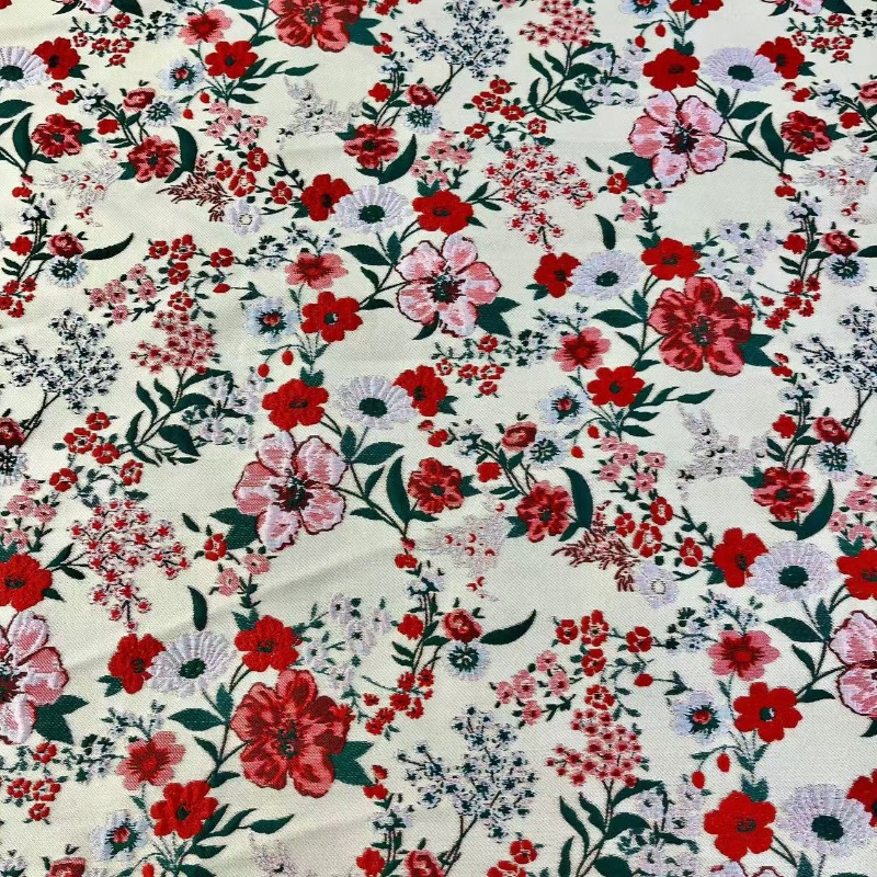 Kain Jacquard Bunga Kecil Mera - Vintage Sewing Textile ulasan dan harga