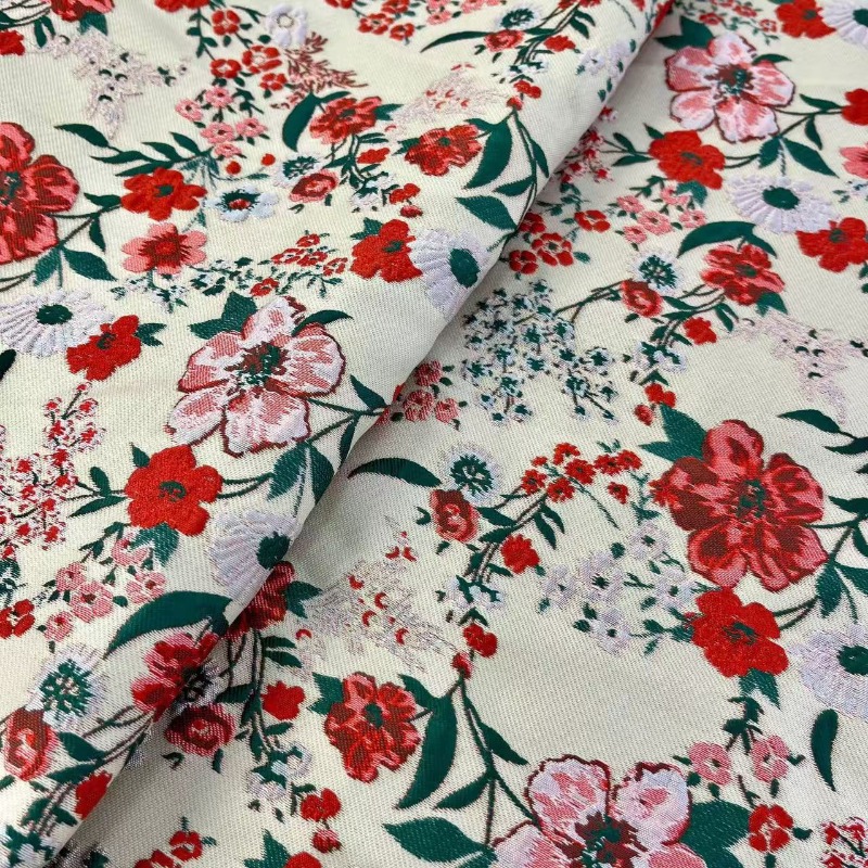 Kain Jacquard Bunga Kecil Mera - Vintage Sewing Textile ulasan dan harga