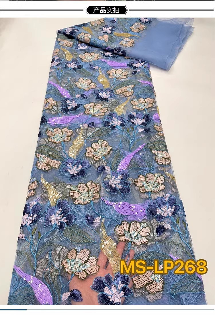 1 yard Kain Bordir Payet Bunga - Sewing Garments ulasan dan harga