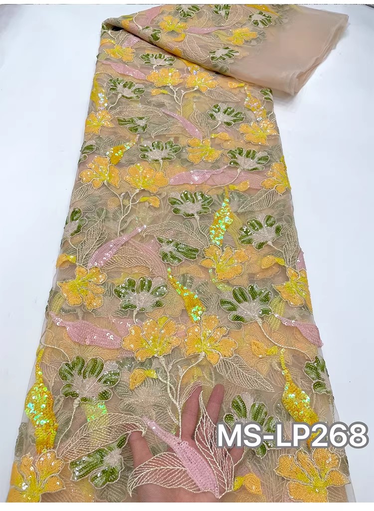 1 yard Kain Bordir Payet Bunga - Sewing Garments ulasan dan harga